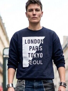 Soul⭐💫Star UNISEX Navy Graphic Crewneck Sweater Size L Designed&Styled In UK